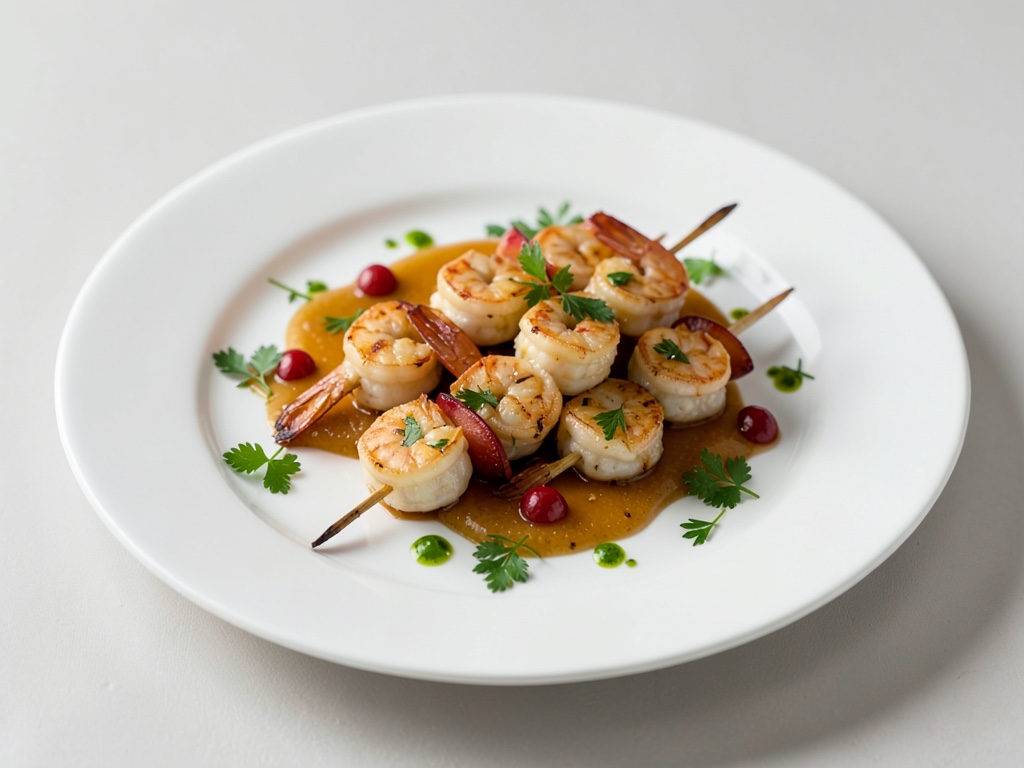 Brochettes de crevettes et abricots