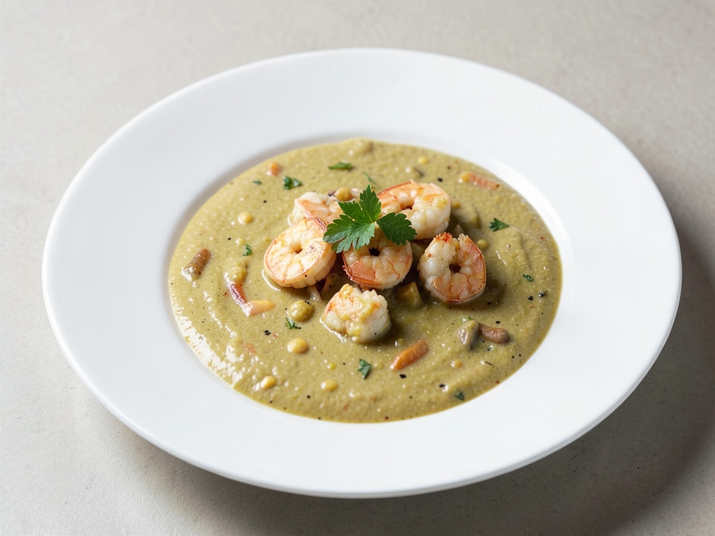 Curry cremoso con gamberi e pesce