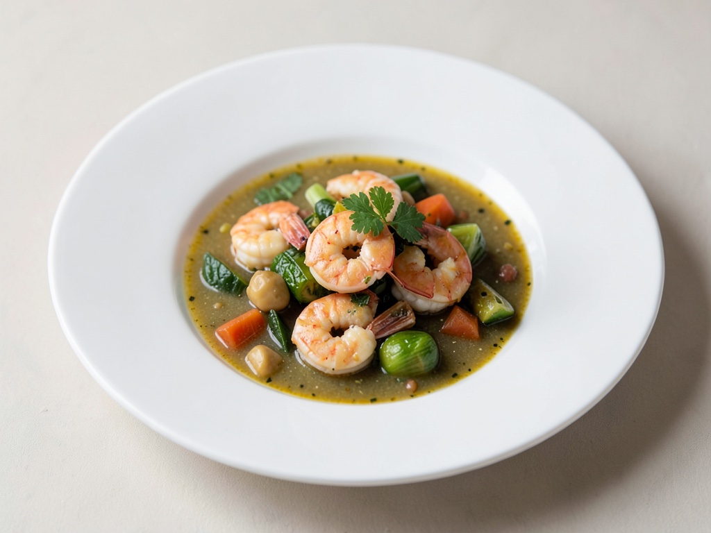 Stufato di verdure con gamberi