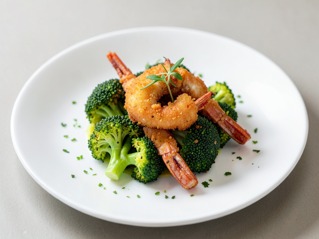 Crevettes croustillantes au brocoli croquant