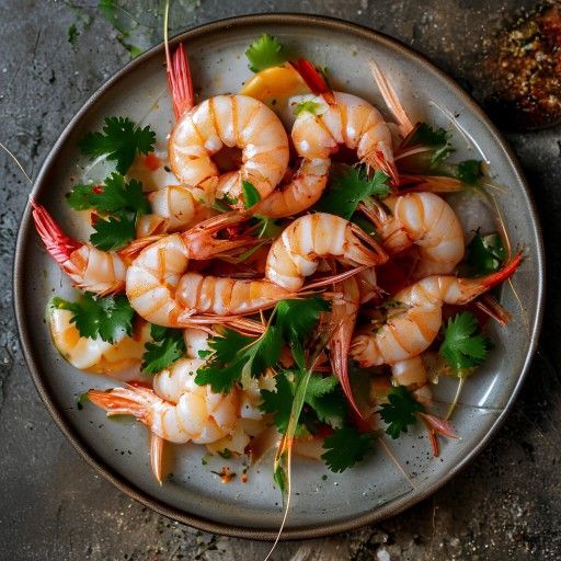 Gamberi freschi con marinatura al peperoncino e coriandolo