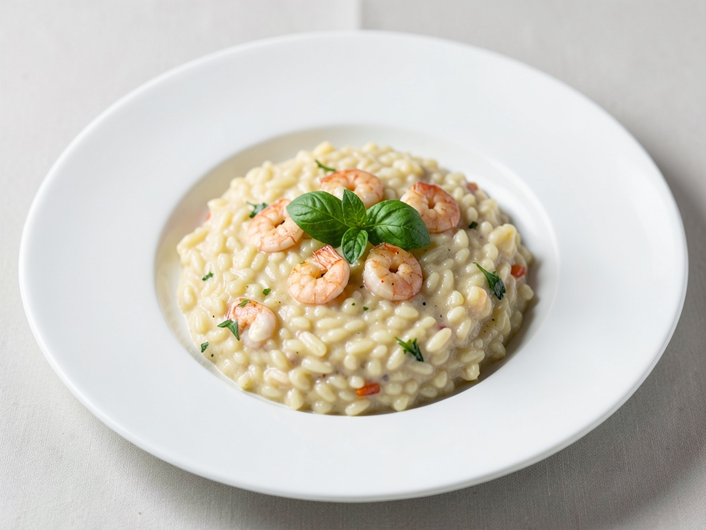 Risotto alle gamberetti cremoso al basilico fresco