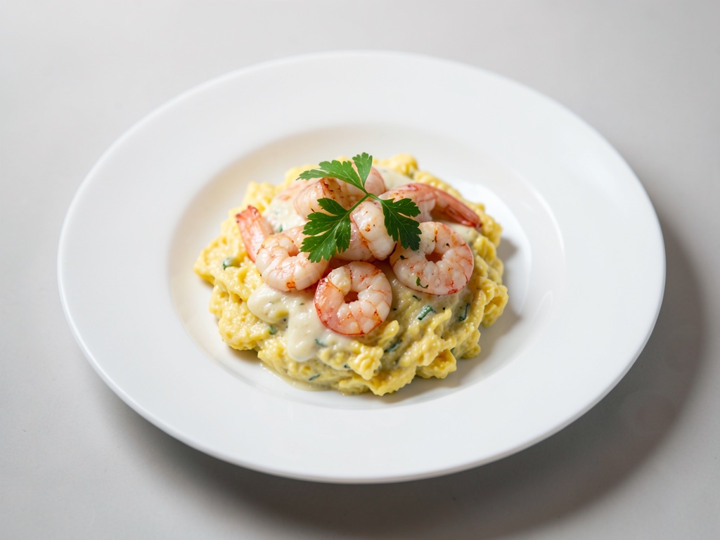 Uova strapazzate cremose con gamberetti