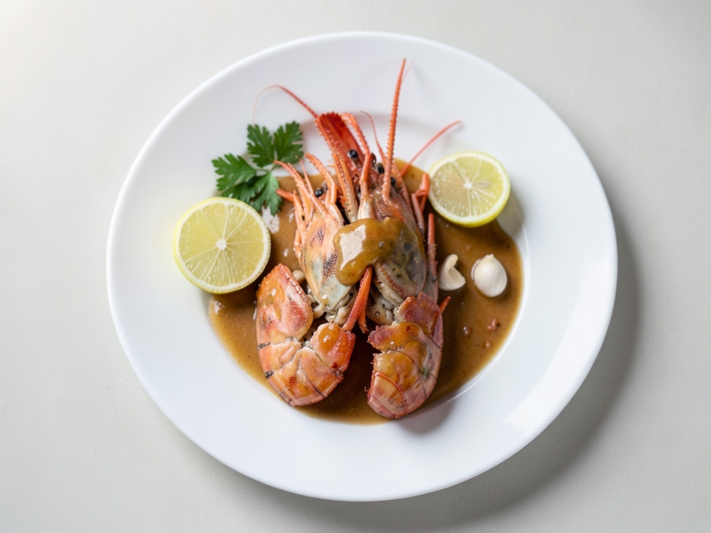 Brochetas de camarones con miel