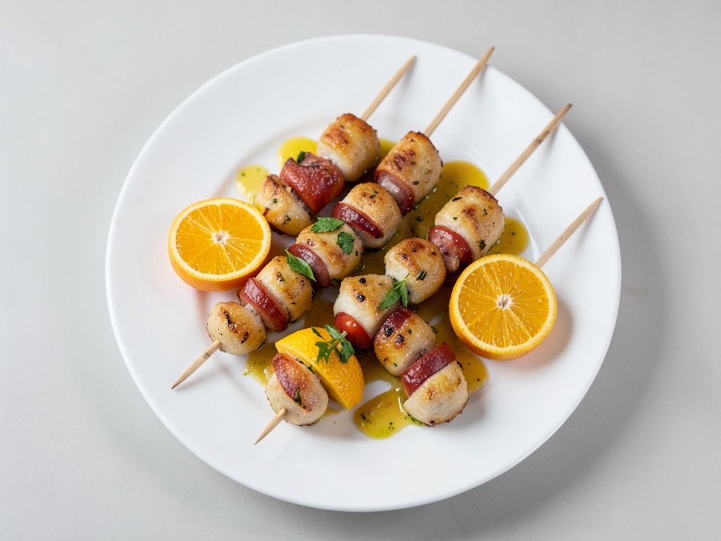Spiedini di gamberi alla griglia con salsa di mango