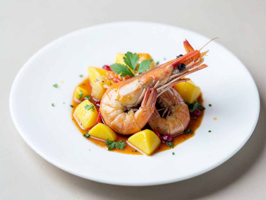 Gamberetti agrodolce con mango