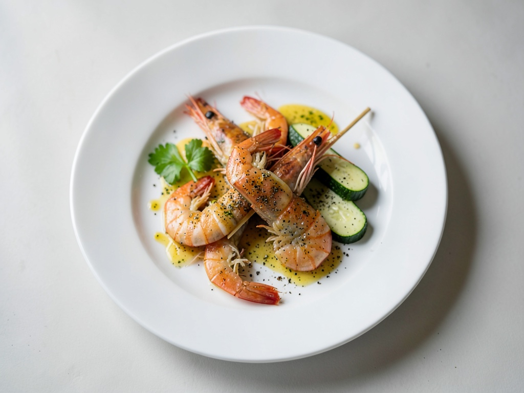 Brochettes de crevettes et courgettes