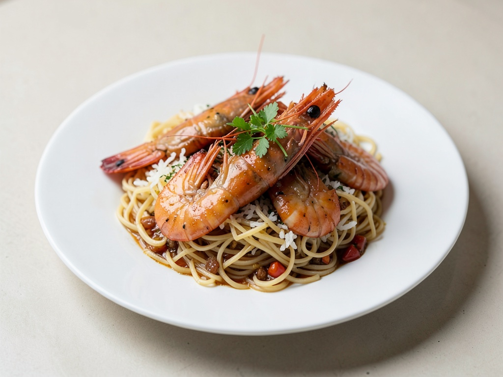 Wok-Garnelen mit Reisnudeln