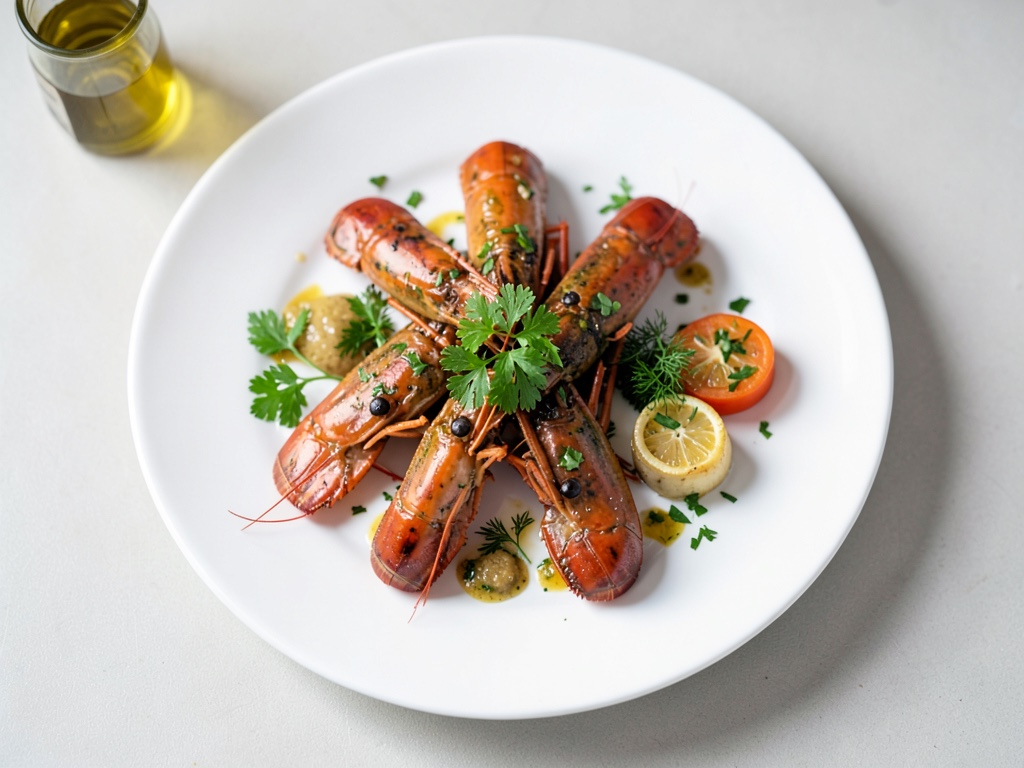 Brochetas de gambas como guarnición