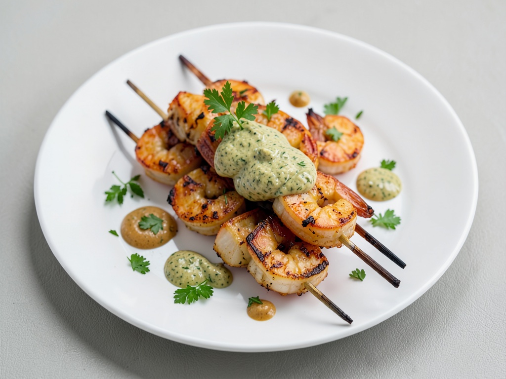 Spiedini di gamberi piccanti con aioli fatta in casa