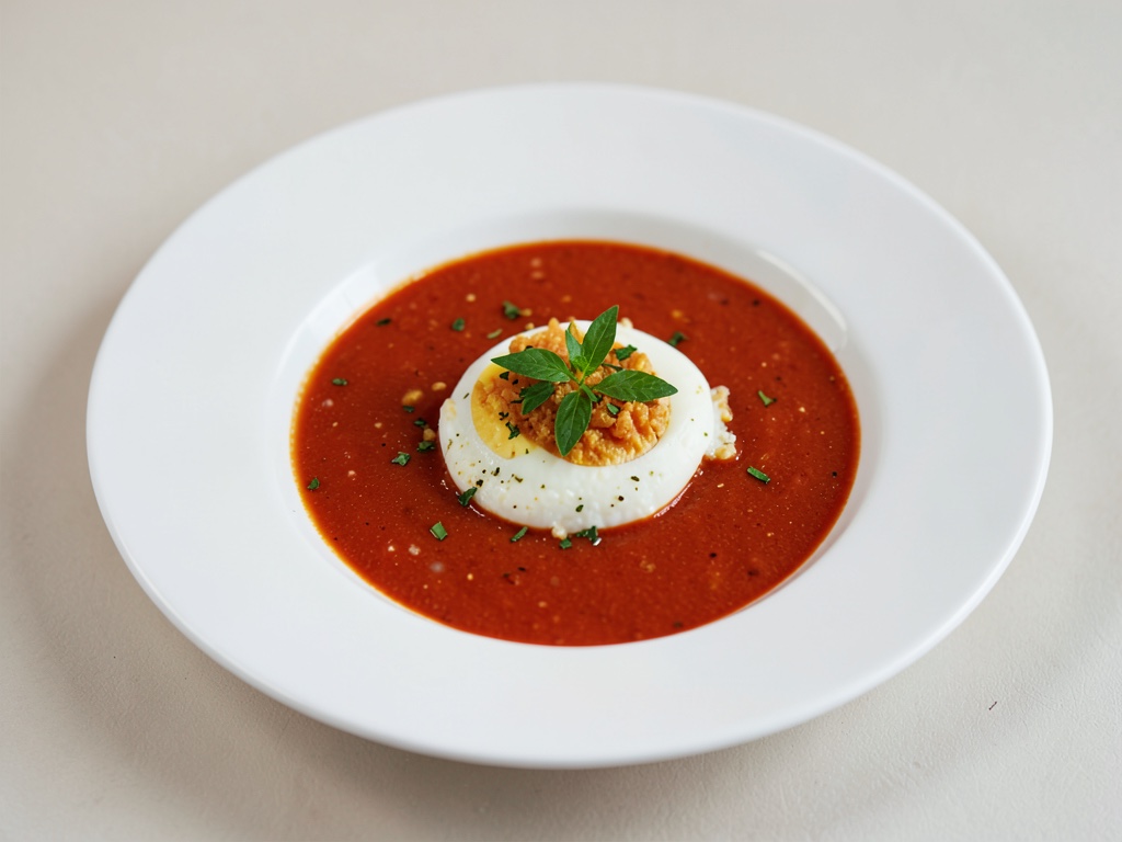 Refrescante sopa fría de tomate con huevo