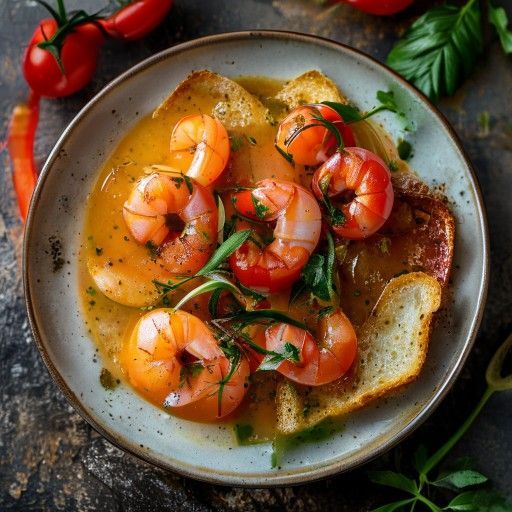 Zuppa fredda di pomodori con gamberi