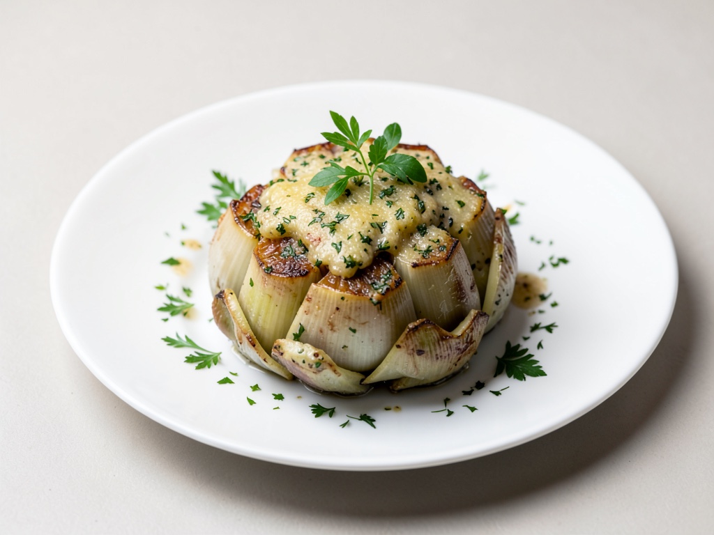 Alcachofas al horno con costra de hierbas
