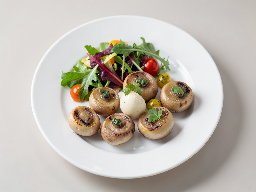 Spiedini croccanti di funghi champignon con insalata d'arance