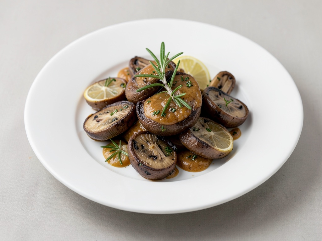 Funghi al forno con limone e rosmarino
