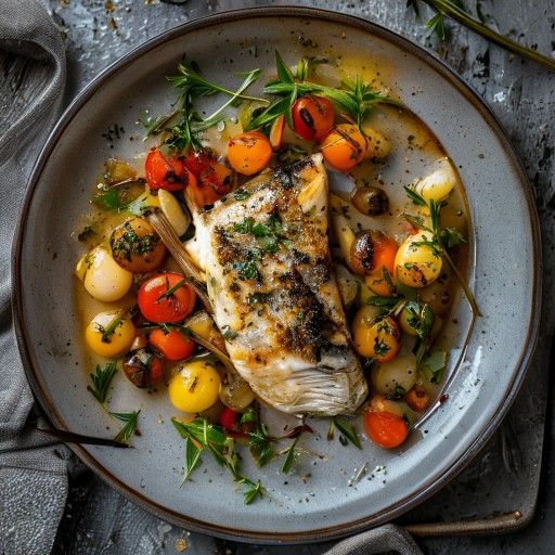 Orata al forno con erbe e verdure
