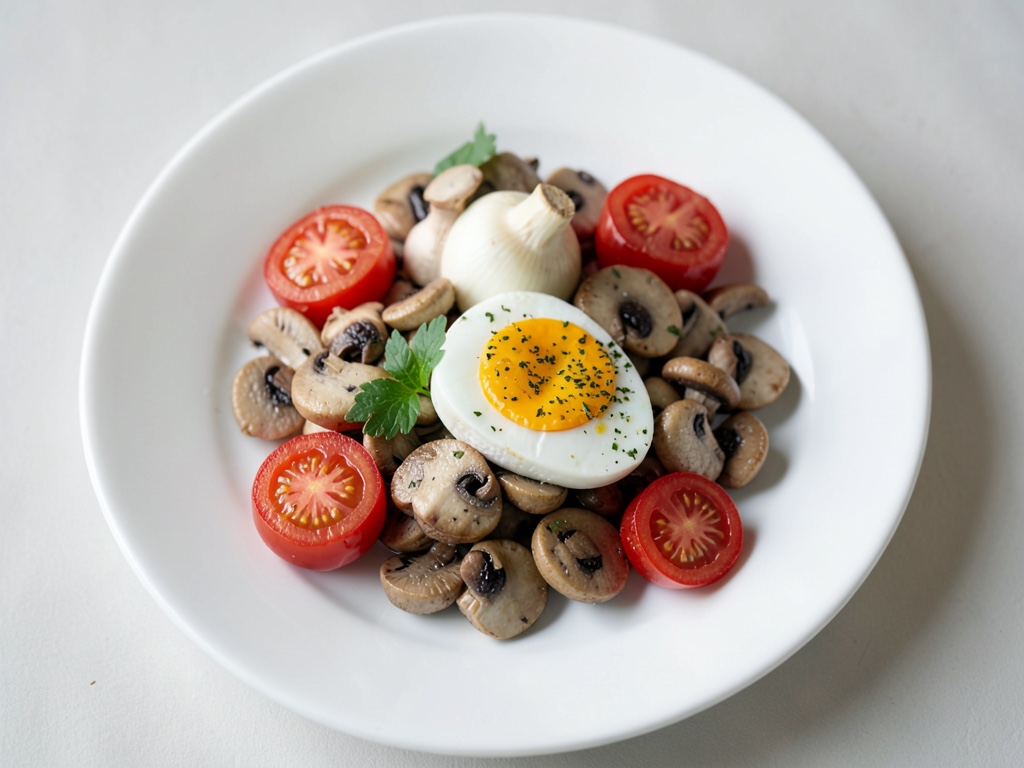 Uova al forno con funghi e pomodori