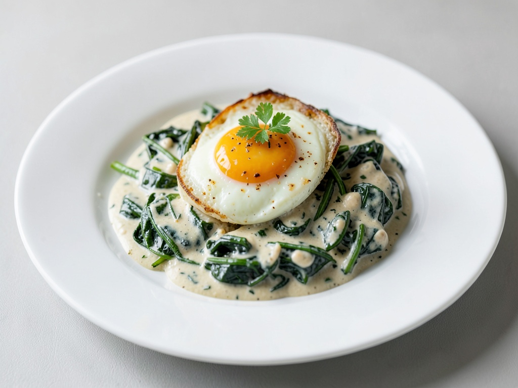 Uova al forno su crema di spinaci