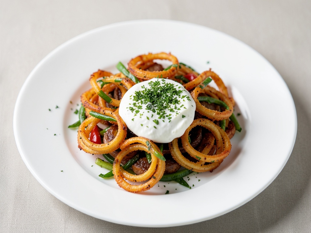 Spirali di verdure al forno croccanti con yogurt alle erbe