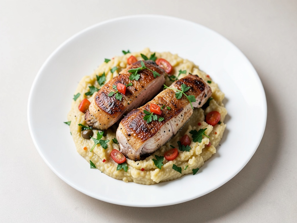 Petto di pollo al forno in stile Caprese su purè di patate alle erbe