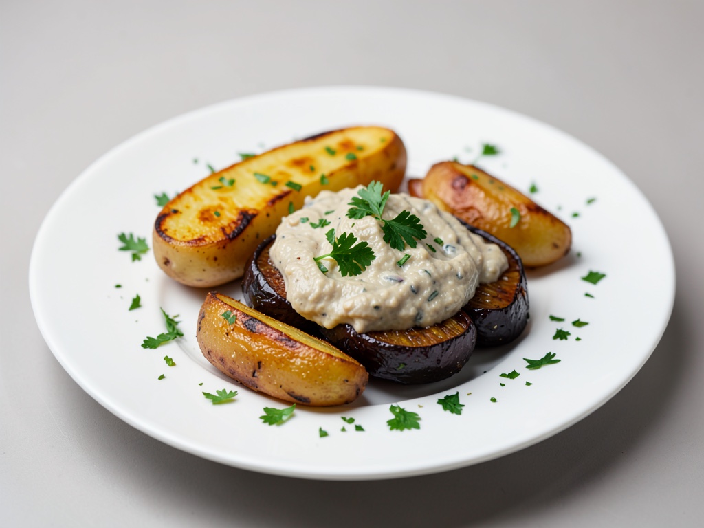 Patate al forno con dip di melanzane