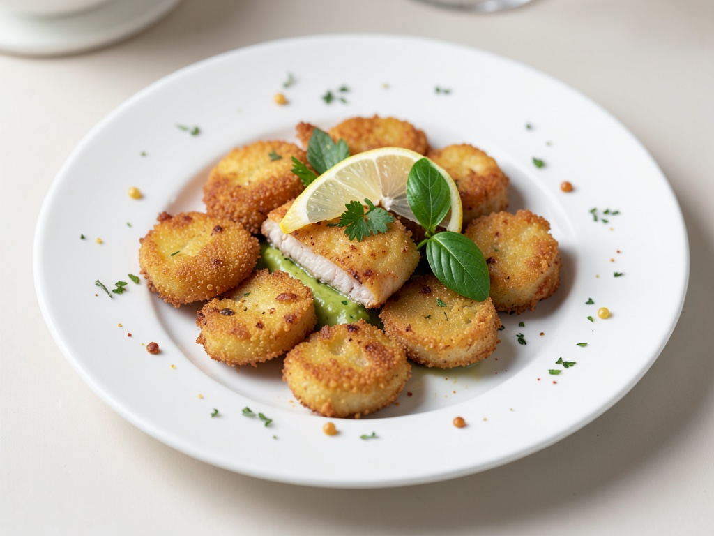 Grenaille de pommes de terre croustillantes avec poisson au citron