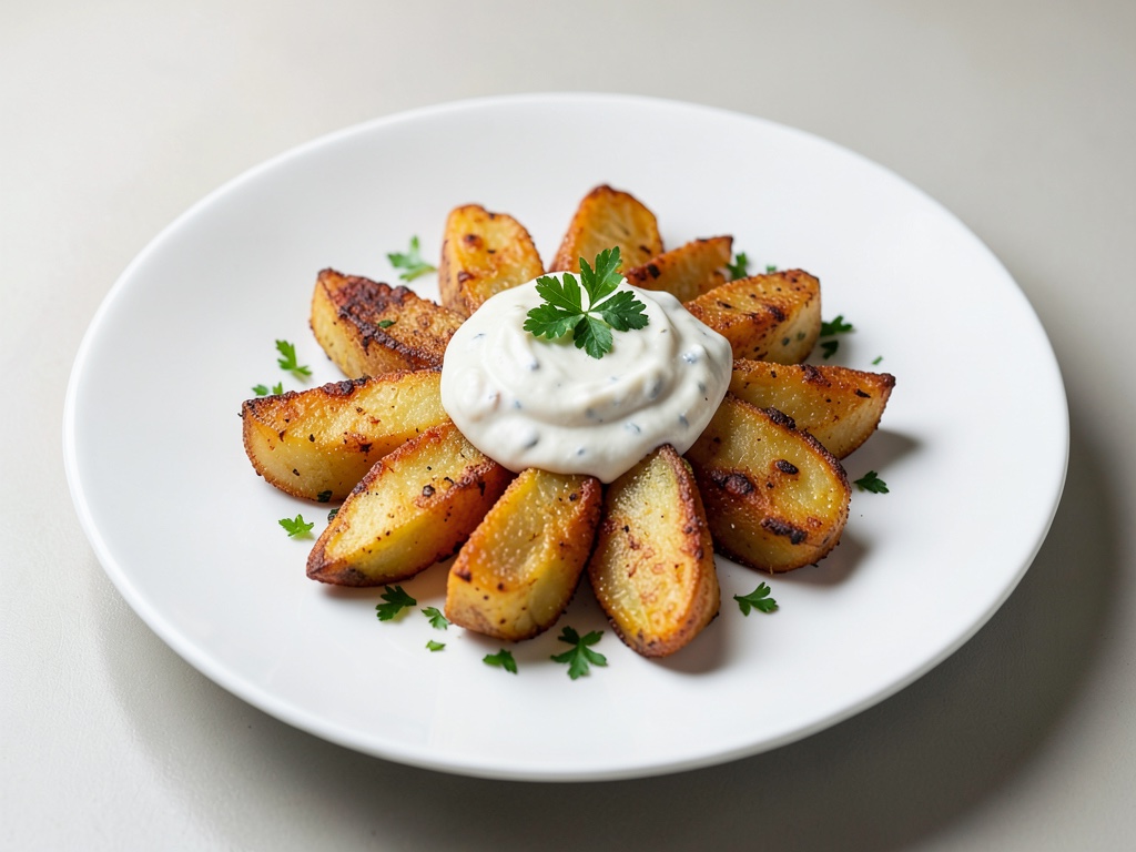 Pommes de terre croustillantes au four avec trempette au quark