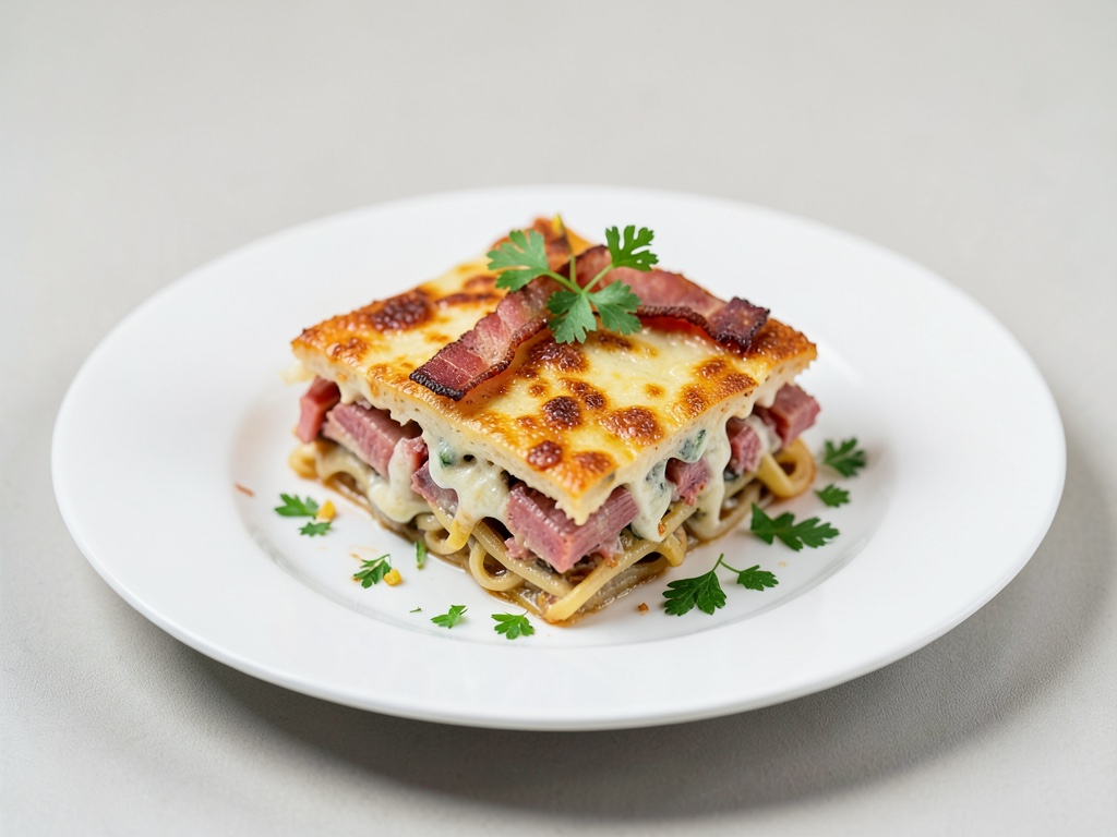 Knusprige Nudelfleckerl-Auflauf mit Speck