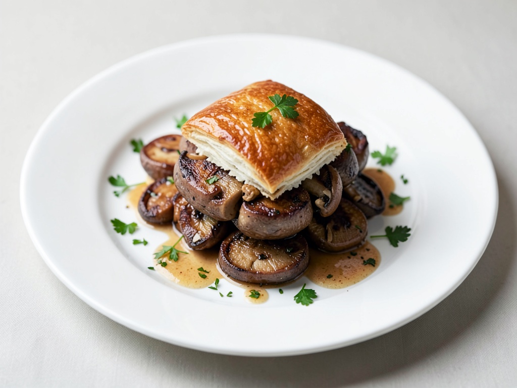 Funghi al forno con coperchio di pasta sfoglia
