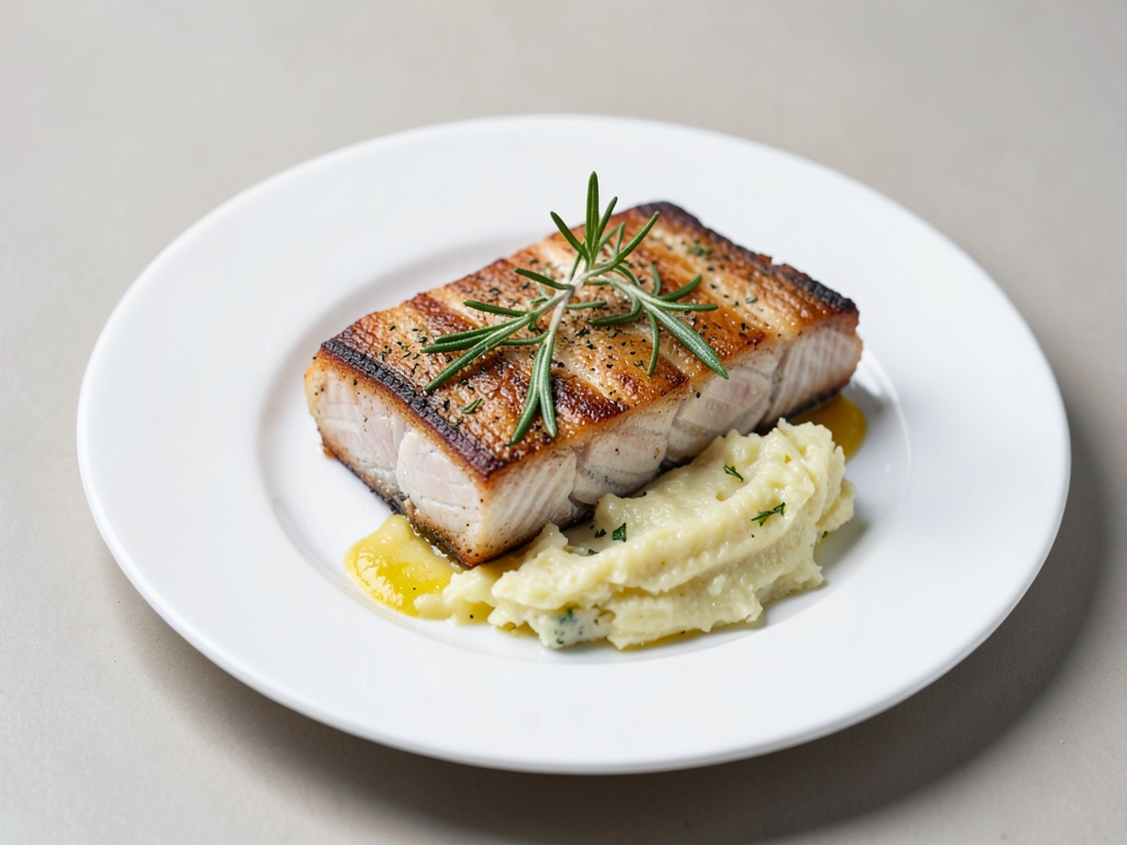 Filetti di zander al forno con rosmarino e gratin di patate cremoso