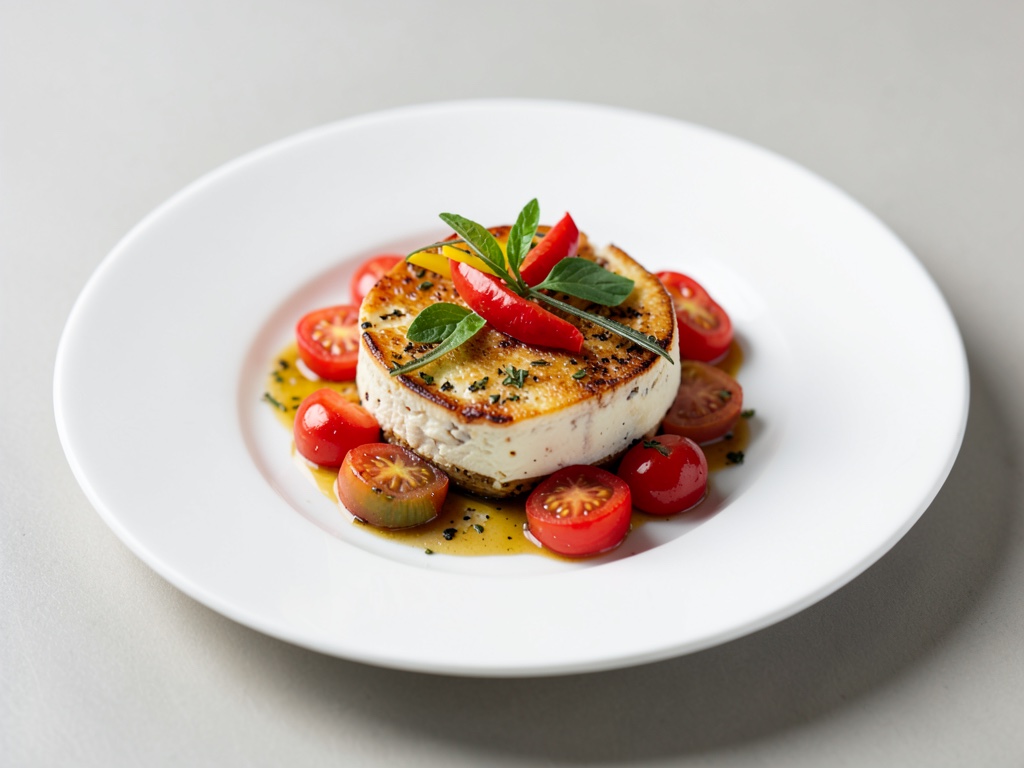 Formaggio di pecora al forno con peperoni e pomodori