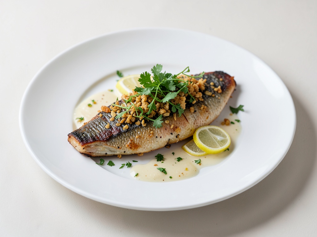 Pesce spada croccante con crunch fresco alle erbe e limone