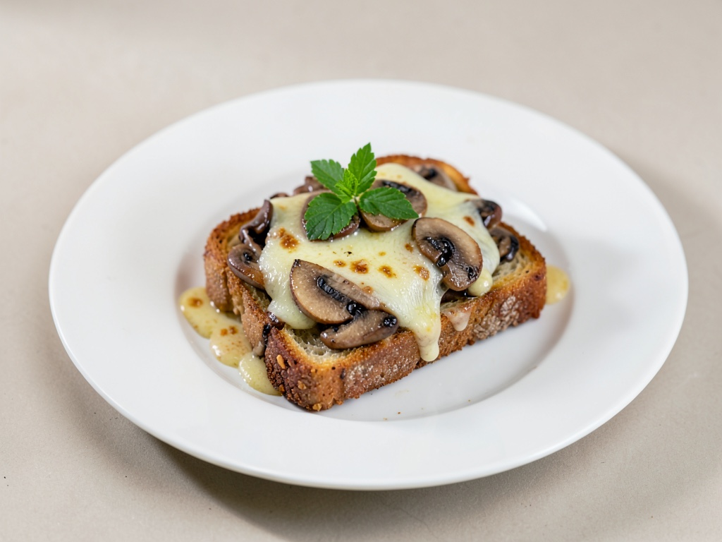 Toast croccante al formaggio e funghi al forno