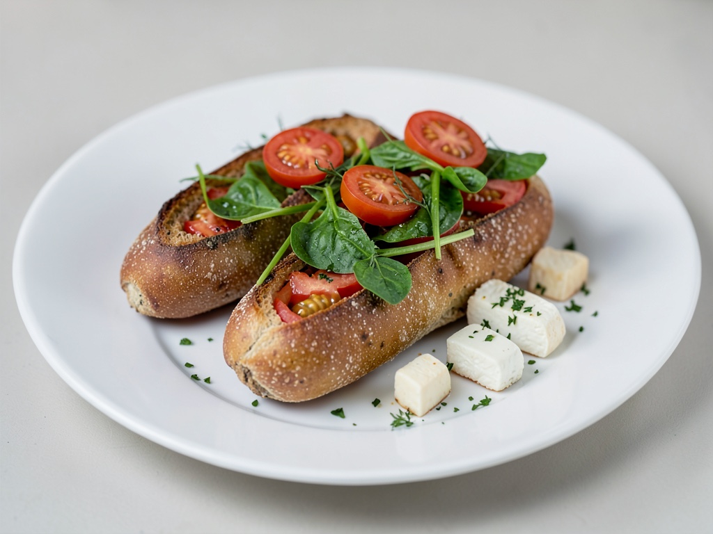 Baguettes au four à la tomate, épinards et brie