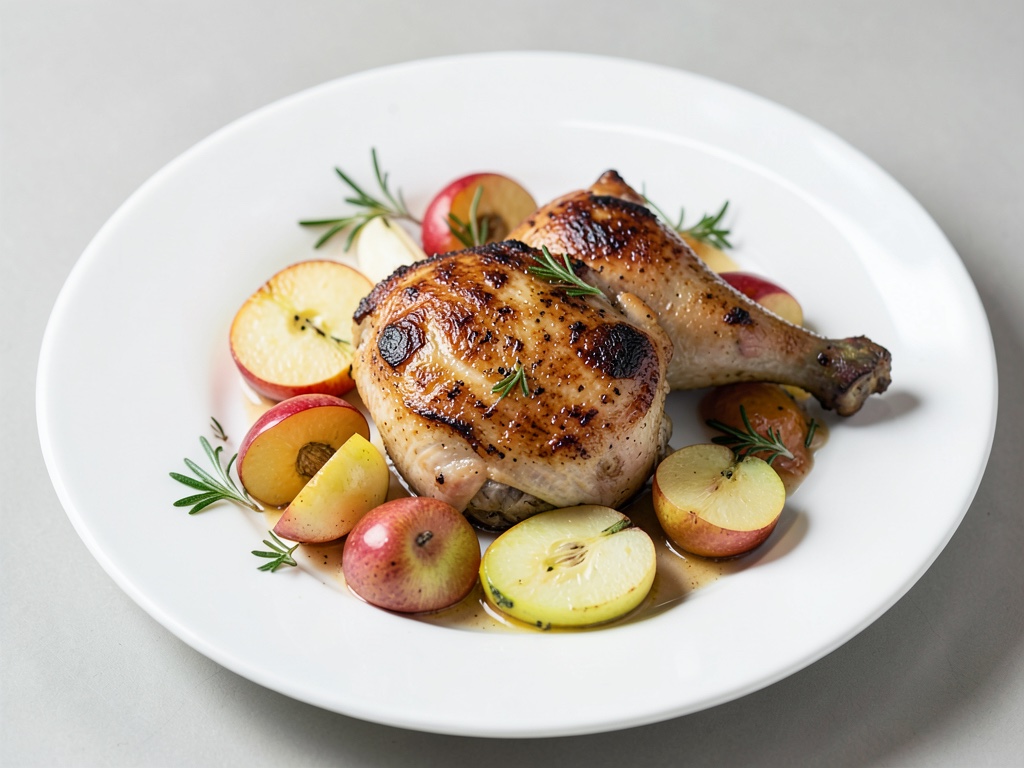 Cosce di pollo al forno con nettarine, mele e aglio