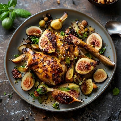 Pollo al forno con fichi e pinoli