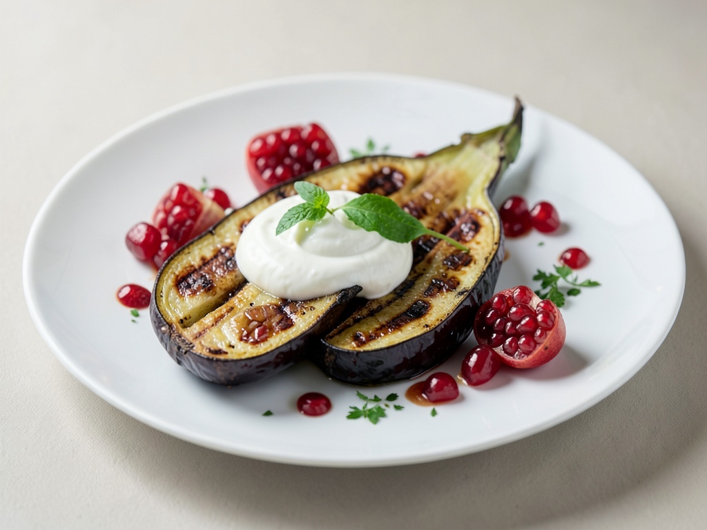Melanzane alla griglia con dip allo yogurt e melograno