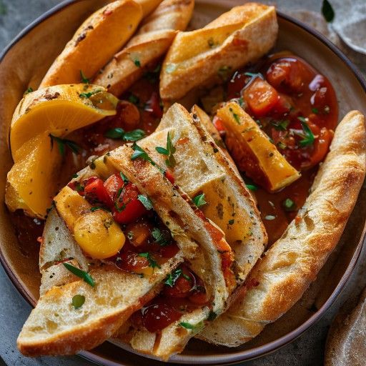 Tranches de baguette croustillantes au chutney
