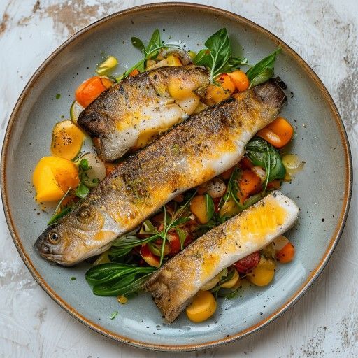 Branzino dorato su verdure