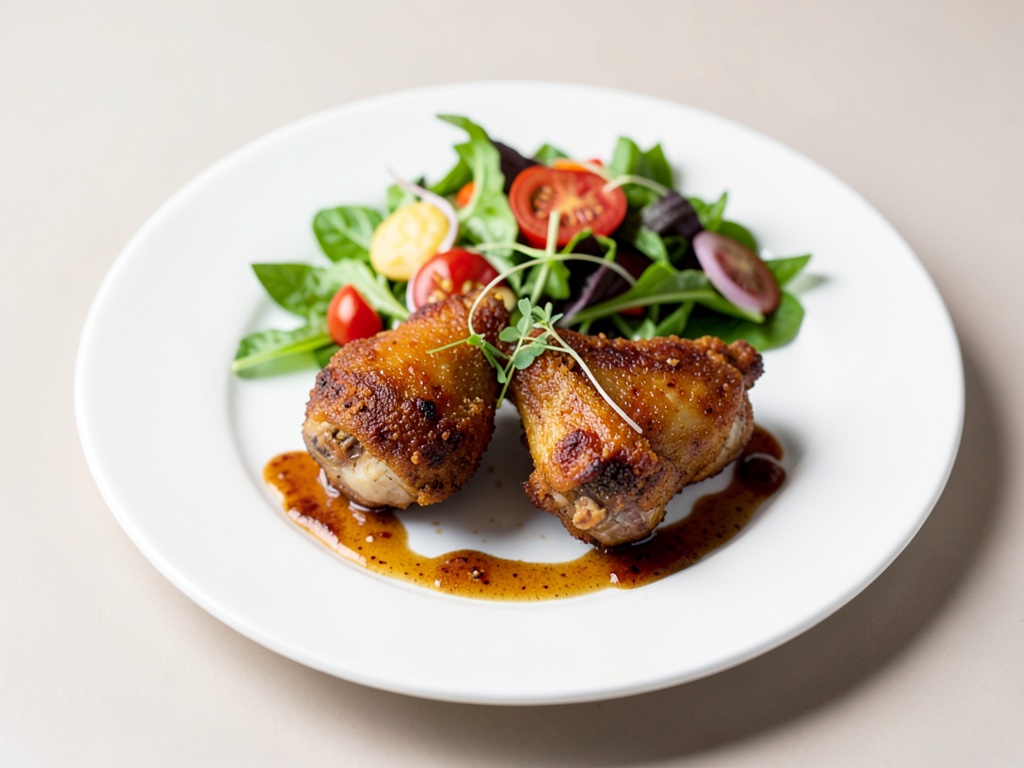 Cosce di pollo croccanti con insalata fresca