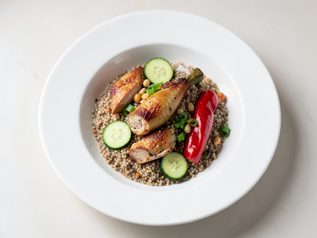 Ciotola colorata di quinoa con pollo alla griglia