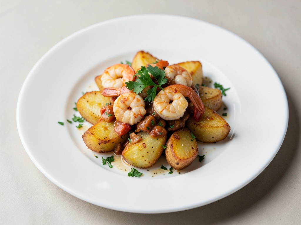 Patate croccanti con gamberi