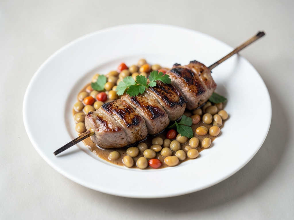 Gegrillte Lamm-Spieße mit Bohnen