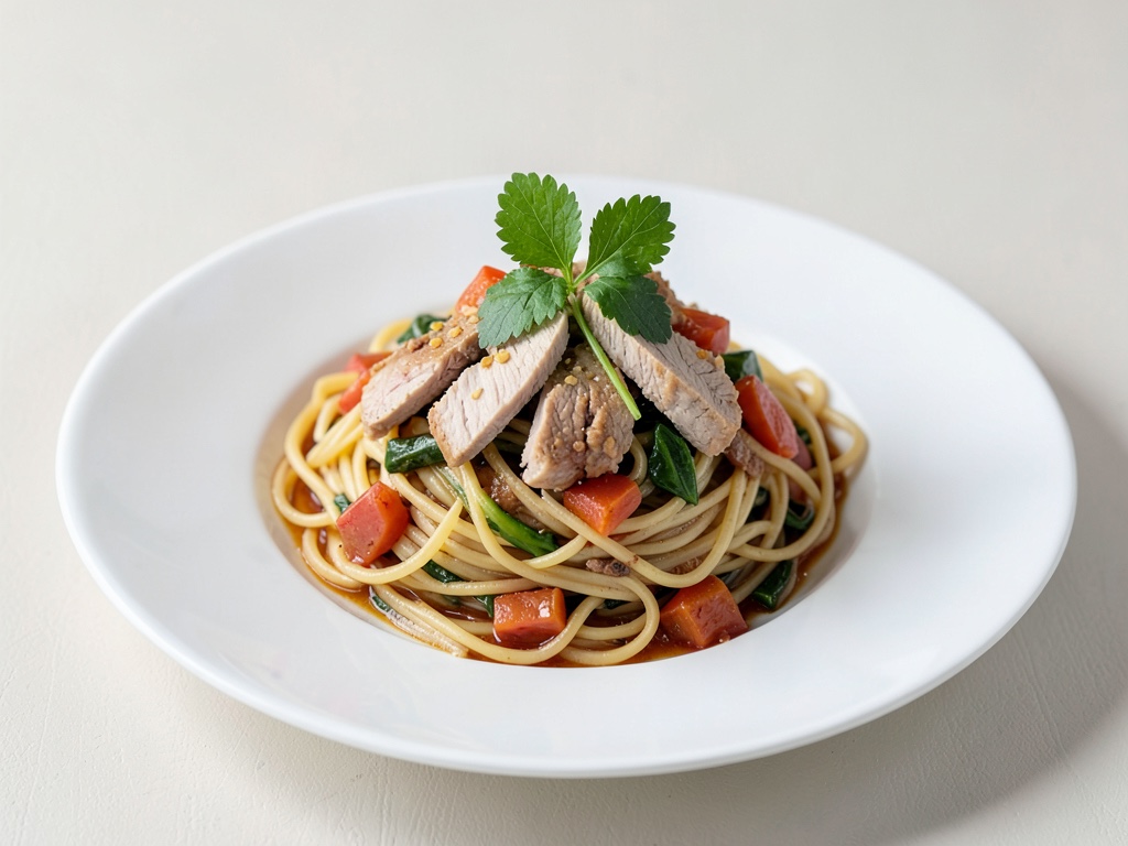 Gebratene Mie-Nudeln mit Putenstreifen