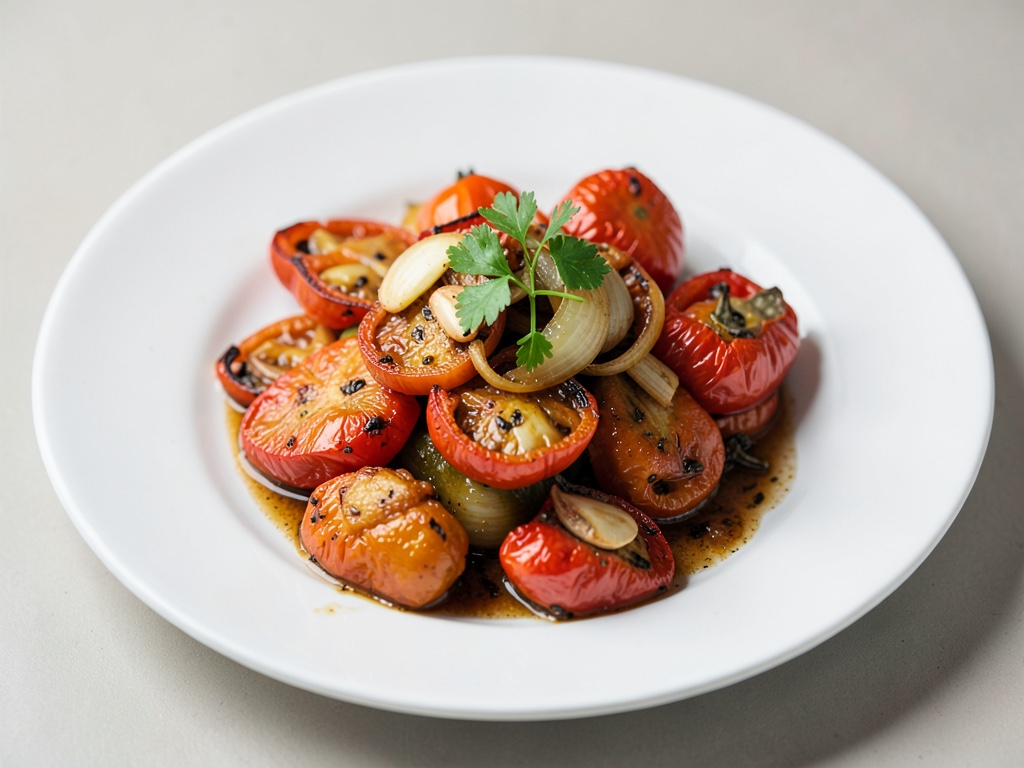 Rosolati peperoni con cipolle e aglio