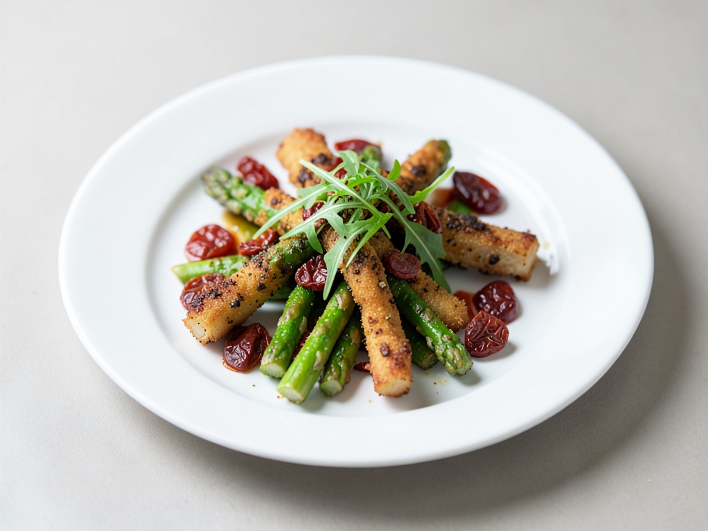 Asparagi saltati con pomodori secchi e rucola
