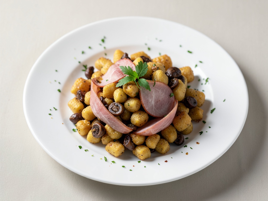Gnocchi croccanti ai porcini con prosciutto