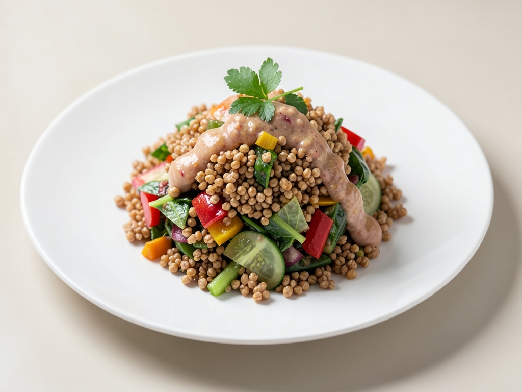 Knuspriger Buchweizen-Salat mit fruchtigem Dressing