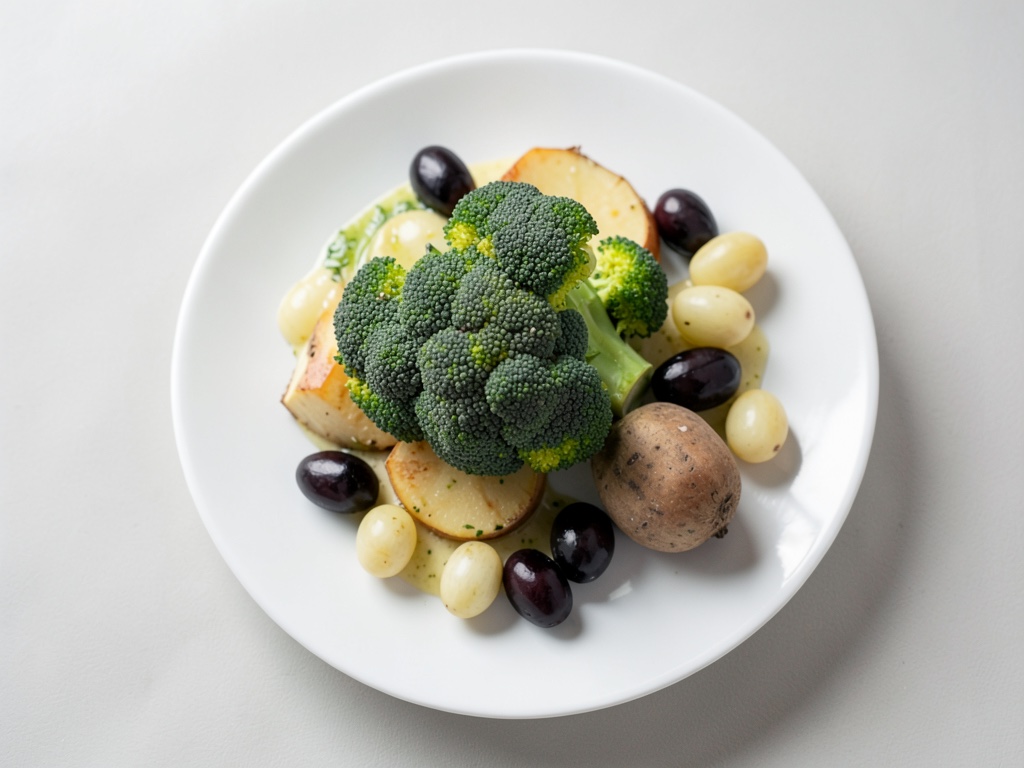 Broccoli croccante con patate e uva
