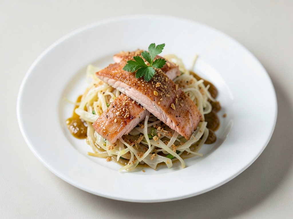 Cavolo cinese croccante con salmone